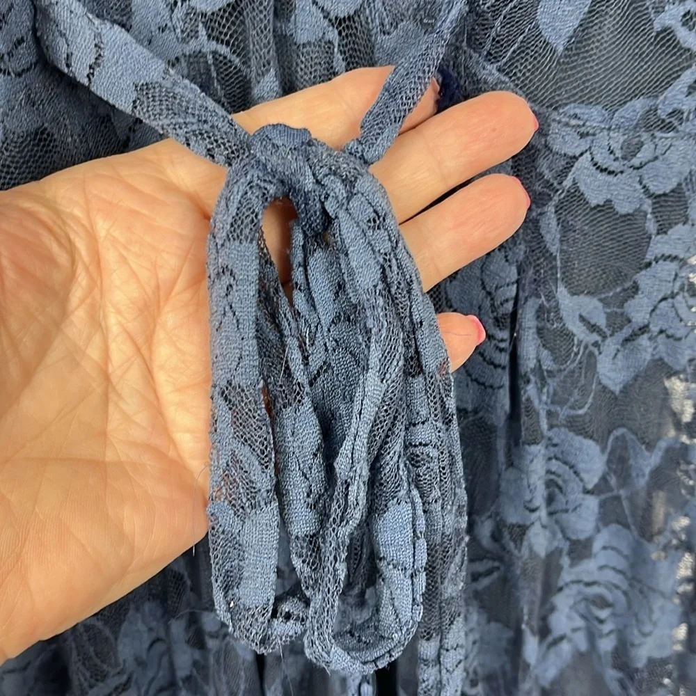 American Rag Cie Womens Dress S Navy Blue Lace Overlay Slip Liner Sleeveless EUC - Picture 6 of 12